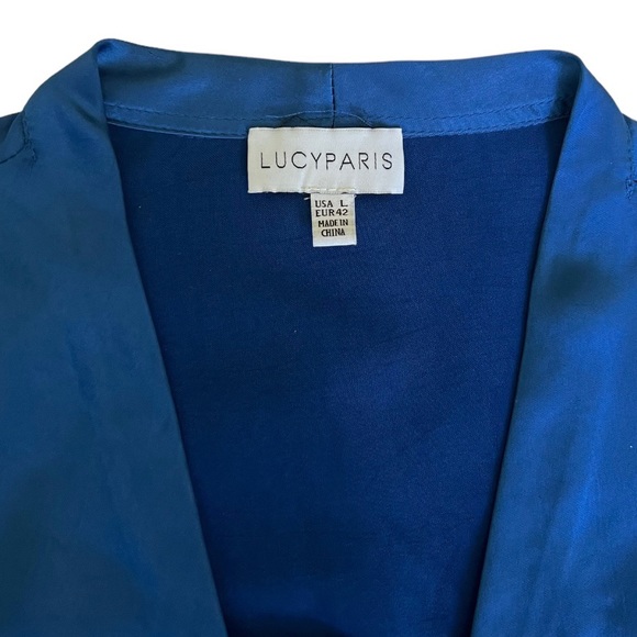 Lucy Paris Rue Button Down Tie Front Top Royal Blue Size L - Picture 6 of 10